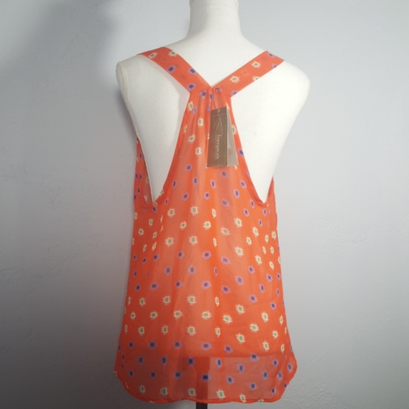 Francescas Paisley&Ivy Orange Sheer Blouse Tanktop - Picture 2 of 3